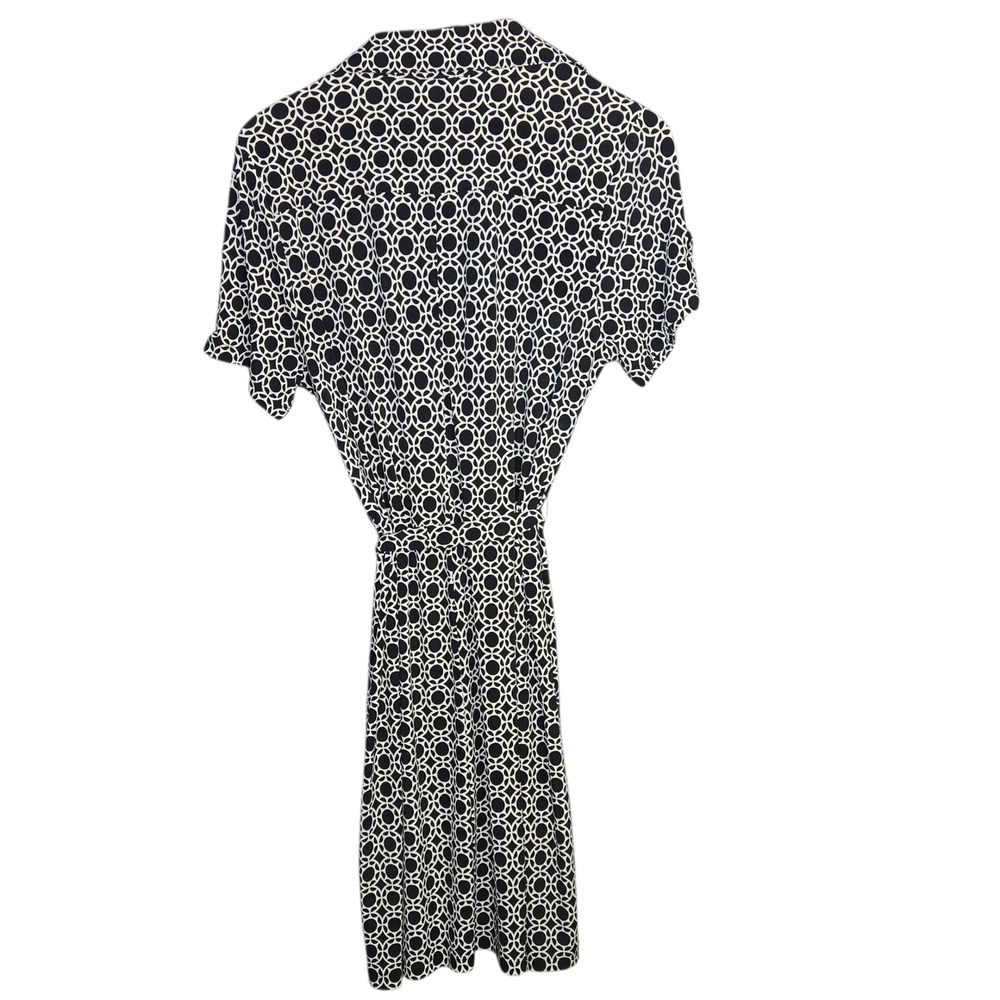 En Focus Studio Black White Geometric Short Sleeve Mod Retro Dress‎ Womens 14 - Picture 2 of 6